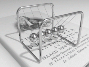 In a Newton's cradle the wave motion passes through the balls.